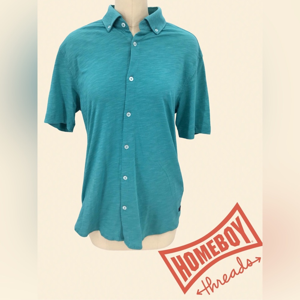 NWT- Good Man Brand Casual Teal Button Down Shirt Size S